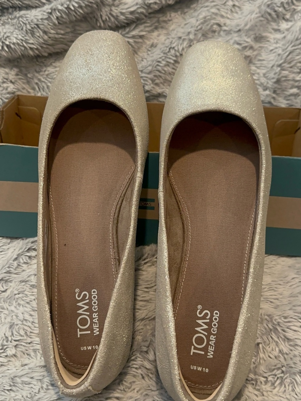 TOMS Glitter Ballet Flats in Champagne Gold